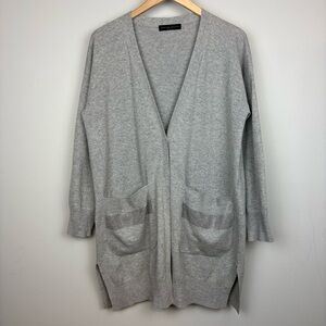 Fabiana Filippi Long Cardigan Embellished Gray Sz L Wool Silk Cashmere